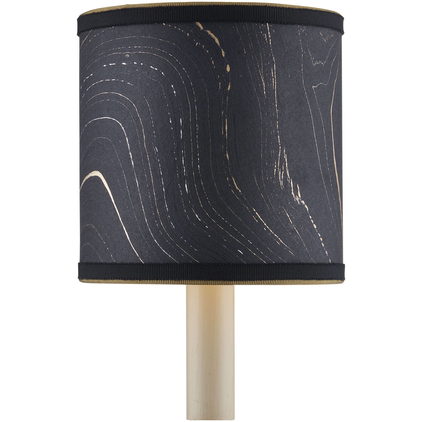 Marble Paper Black and Gold with Silver Drum Chandelier Shade