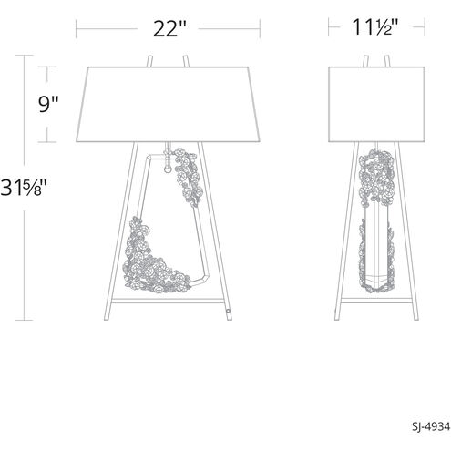 Forever Flora 31.6 inch 7.00 watt Polished Chrome Table Lamp Portable Light in Red Rope, Red Rope
