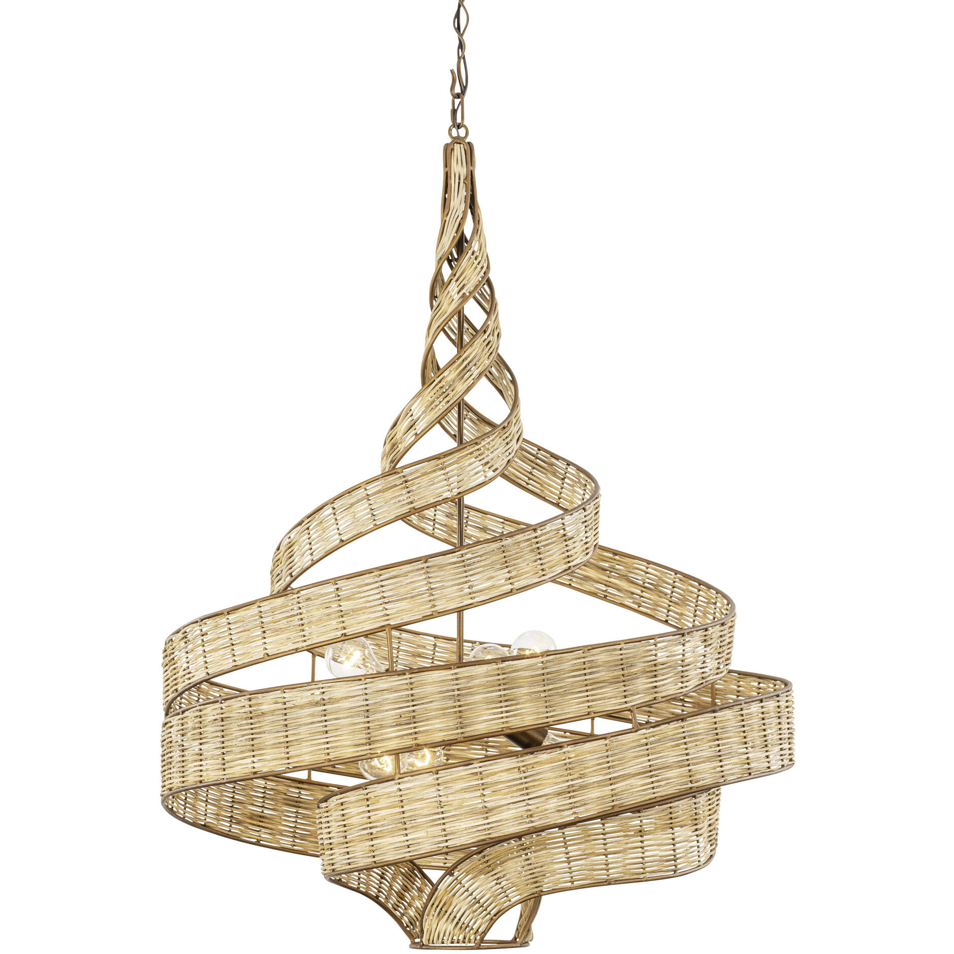 Flow 6 Light 30 inch Baguette and Natural Rattan Pendant Ceiling Light in Baguette/Natural Rattan, Smithsonian Collaboration