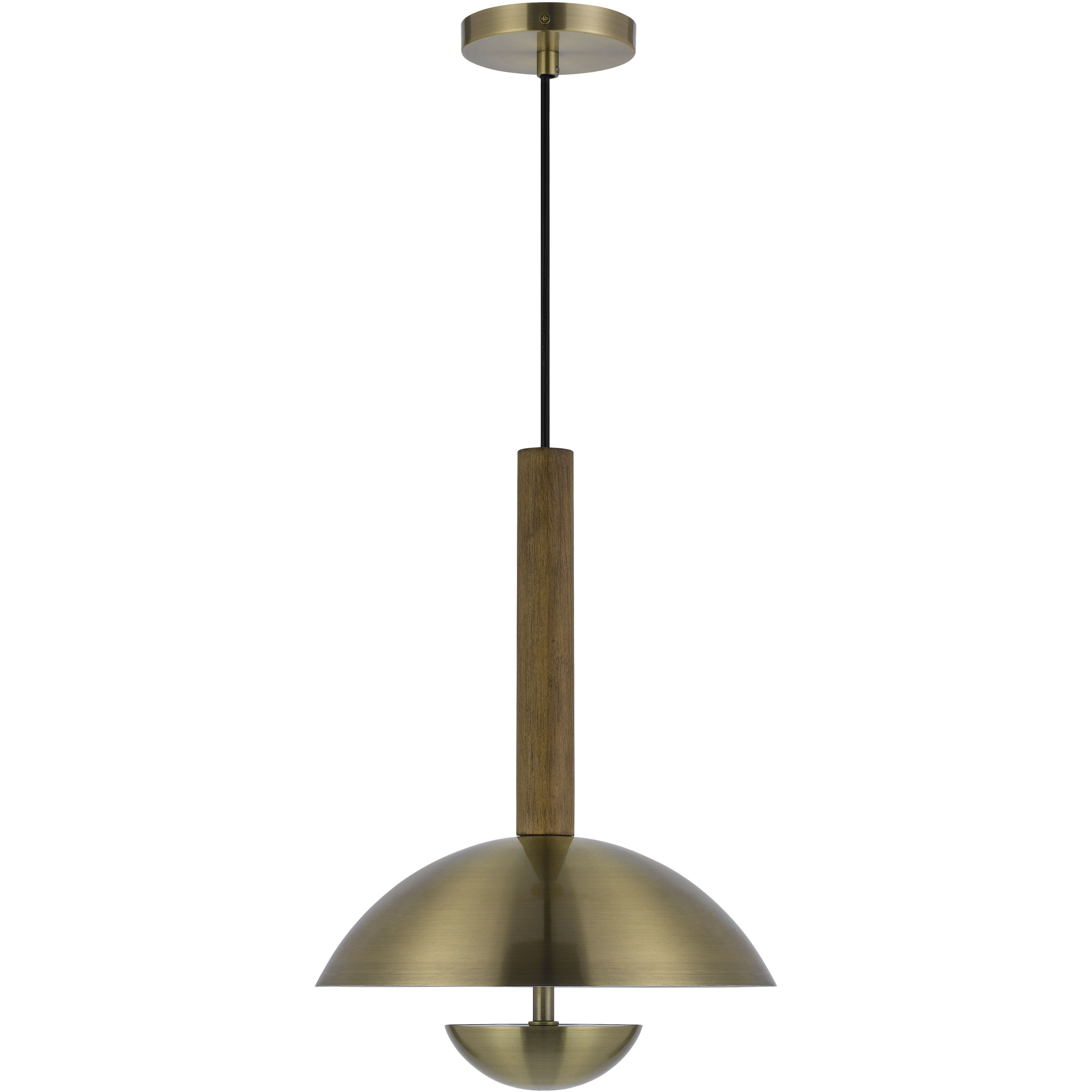 Lakeland LED 12 inch Antique Brass and Wood Pendant Ceiling Light