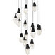 Beyond Martini LED 23 inch Black Multi-Light Pendant Ceiling Light in Optic Haze, Round Canopy