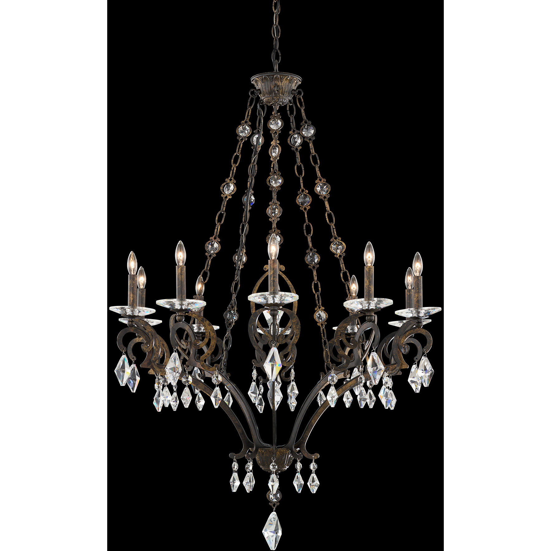 Signature Tamerlaine 10 Light 34 inch Antique Silver Chandelier Ceiling Light
