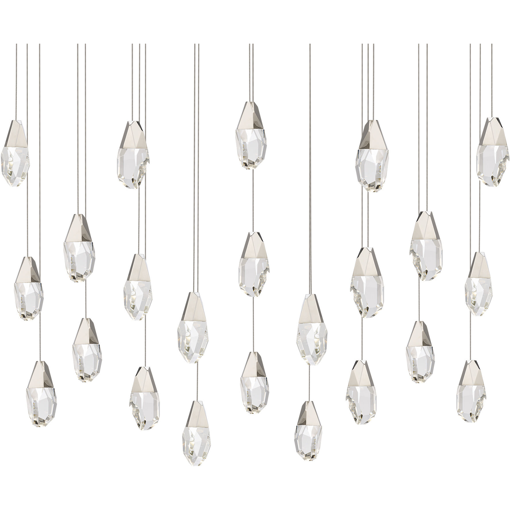 Beyond Martini LED 12 inch Polished Nickel Multi-Light Pendant Ceiling Light in Optic, Linear Canopy