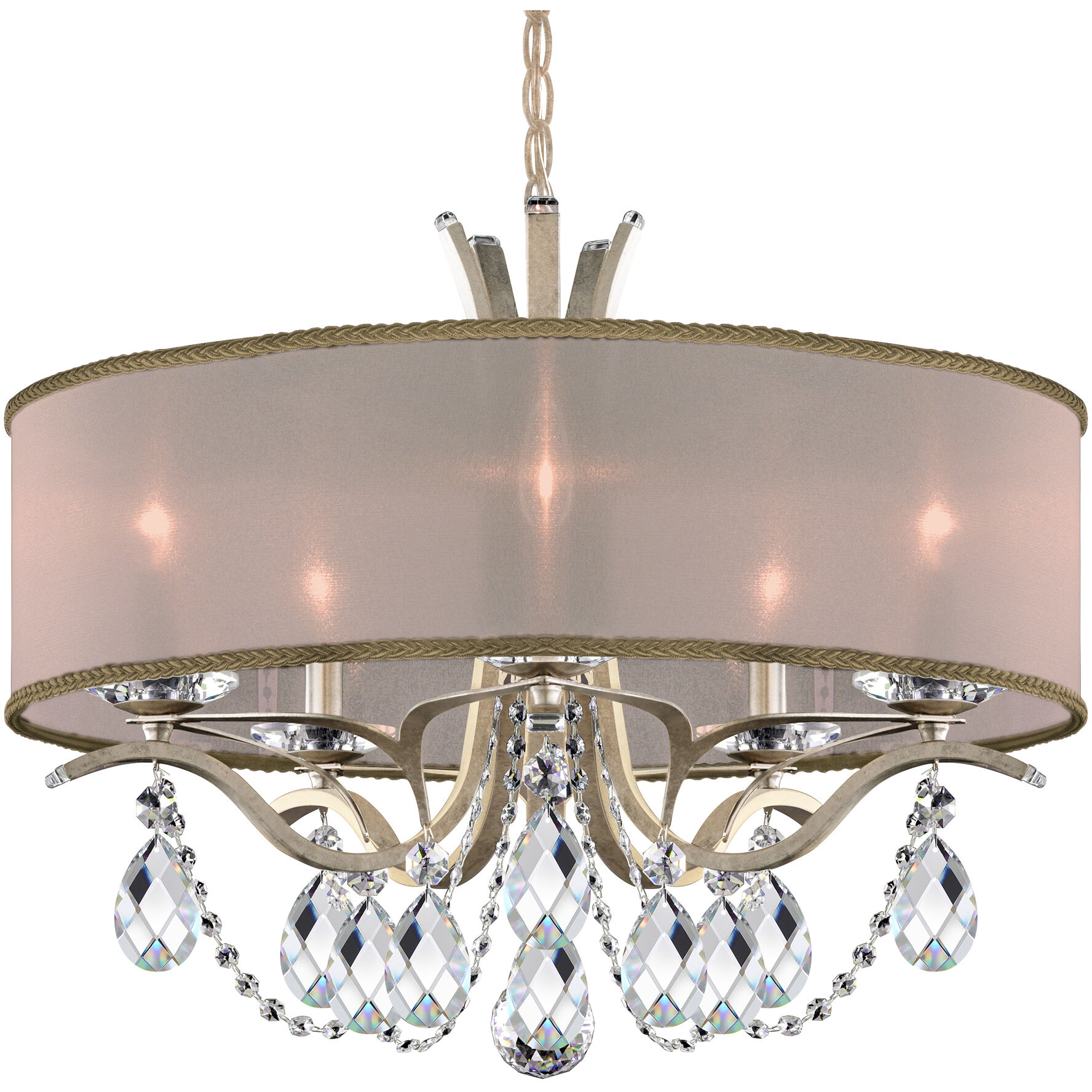 Vesca 5 Light Antique Silver Chandelier Ceiling Light in White, Radiance