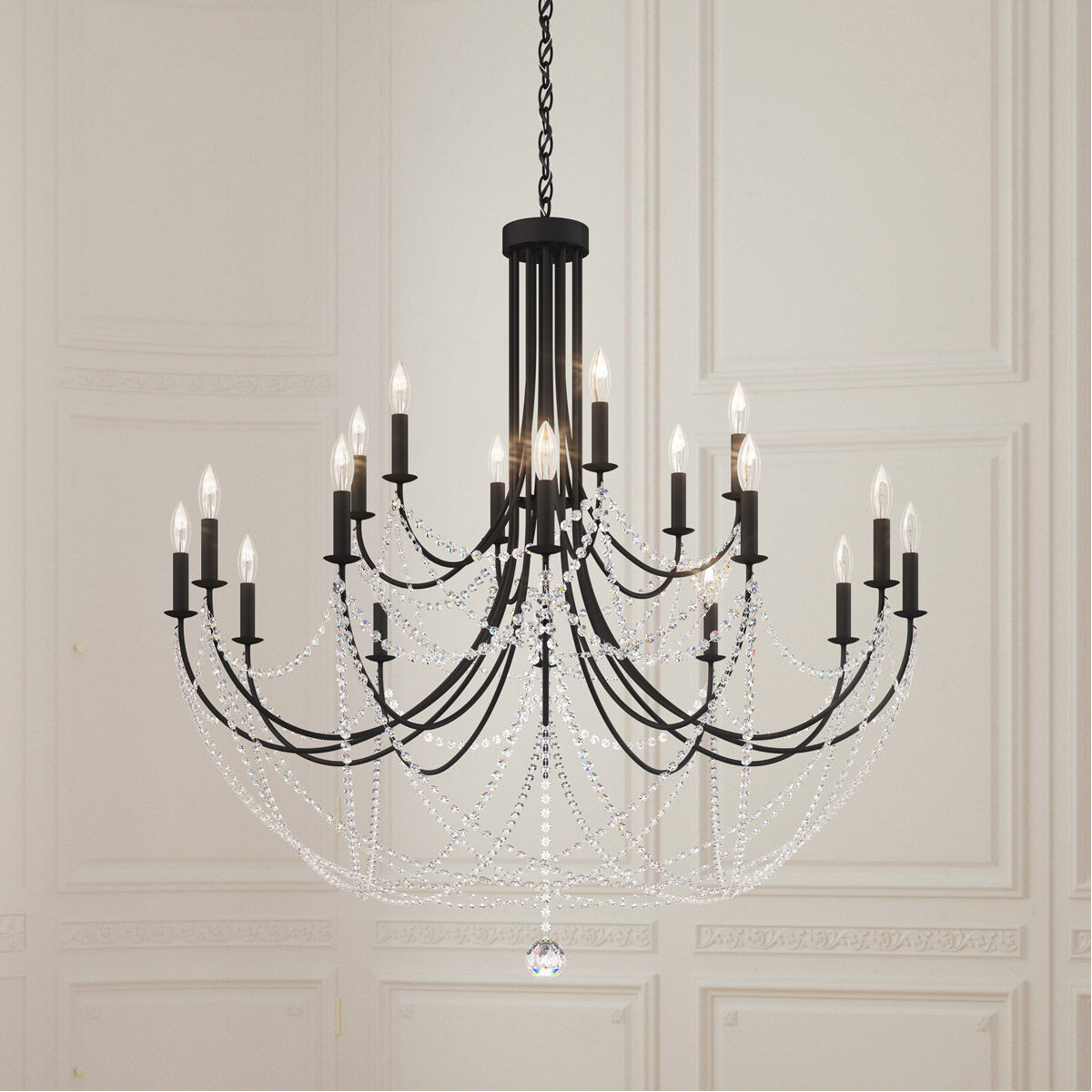 Verdana 18 Light Black Chandelier Ceiling Light in Optic