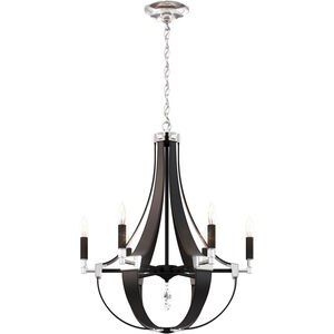Crystal Empire Rustic 6 Light 24 inch Grizzly Black Leather Chandelier Ceiling Light, Adjustable Height