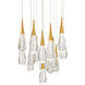 Beyond Hibiscus LED 23 inch Aged Brass Multi-Light Pendant Ceiling Light, Round Canopy
