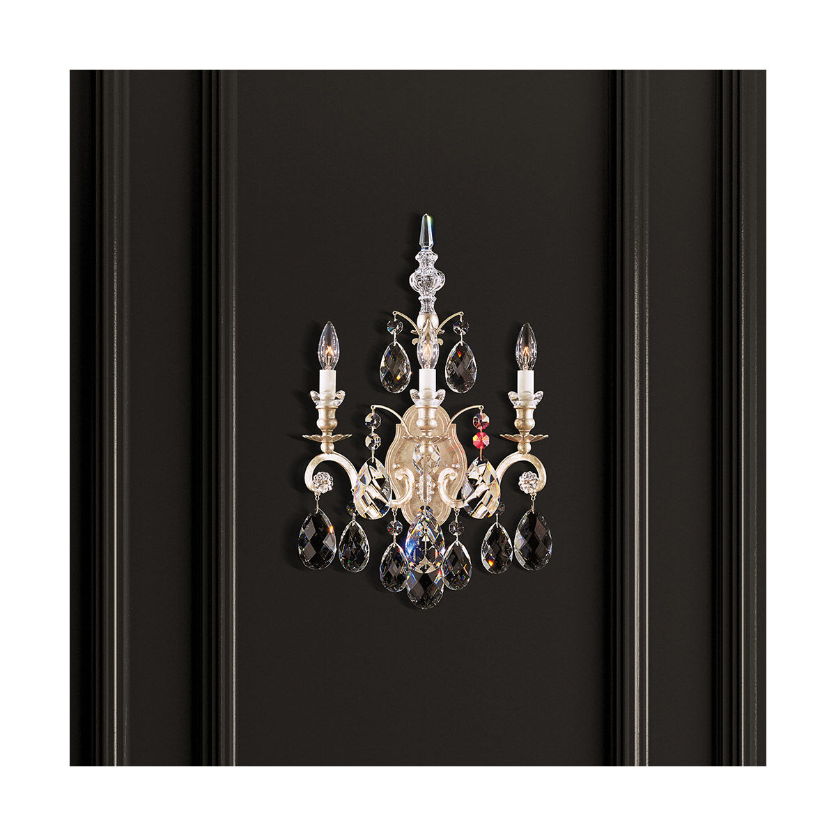 Renaissance 3 Light 8 inch Antique Silver Wall Sconce Wall Light in Swarovski