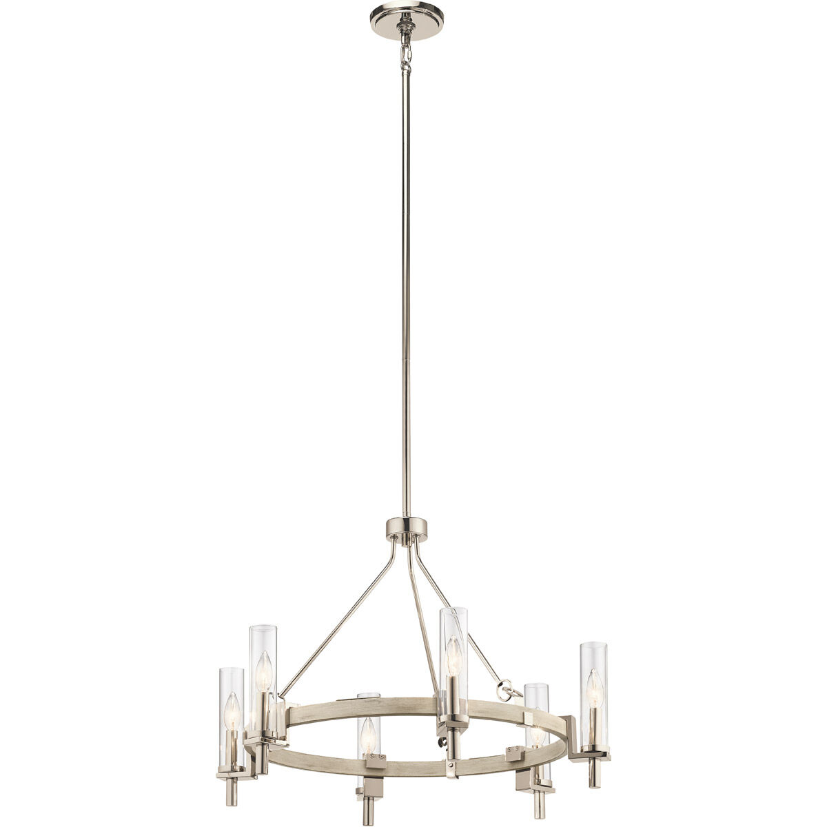 Telan 6 Light 29 inch White Washed Wood Chandelier 1 Tier Large Ceiling Light, 1 Tier Large