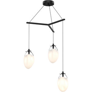 Liquid LED 27 inch Satin Black Pendant Ceiling Light in Poured White Glass