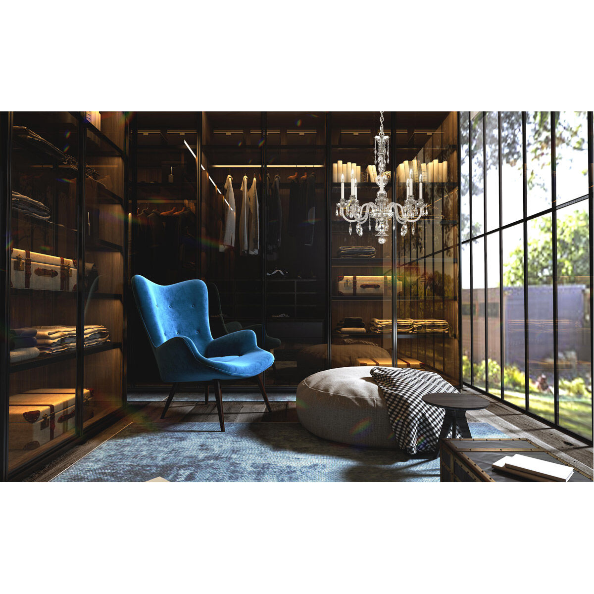 Hamilton Nouveau 8 Light 28 inch Polished Silver Chandelier Ceiling Light, Adjustable Height