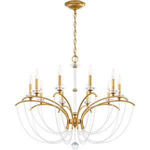 Priscilla 10 Light Heirloom Gold Chandelier Ceiling Light, Adjustable Height