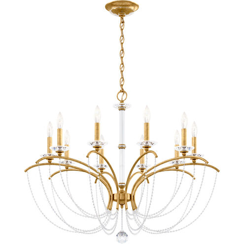 Priscilla 10 Light Heirloom Gold Chandelier Ceiling Light in Optic, Adjustable Height