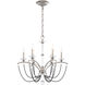Priscilla 6 Light Antique Silver Chandelier Ceiling Light in Dark Grey Pearl, Adjustable Height