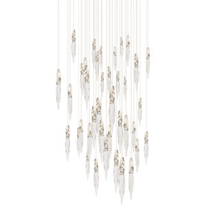 Beyond Kindjal LED 36 inch Polished Nickel Multi-Light Pendant Ceiling Light, Square Canopy