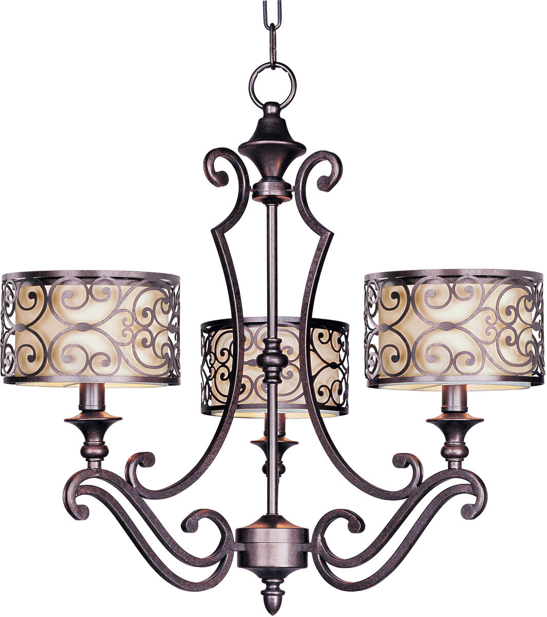 Mondrian 3 Light 25 inch Umber Bronze Single Tier Chandelier Ceiling Light