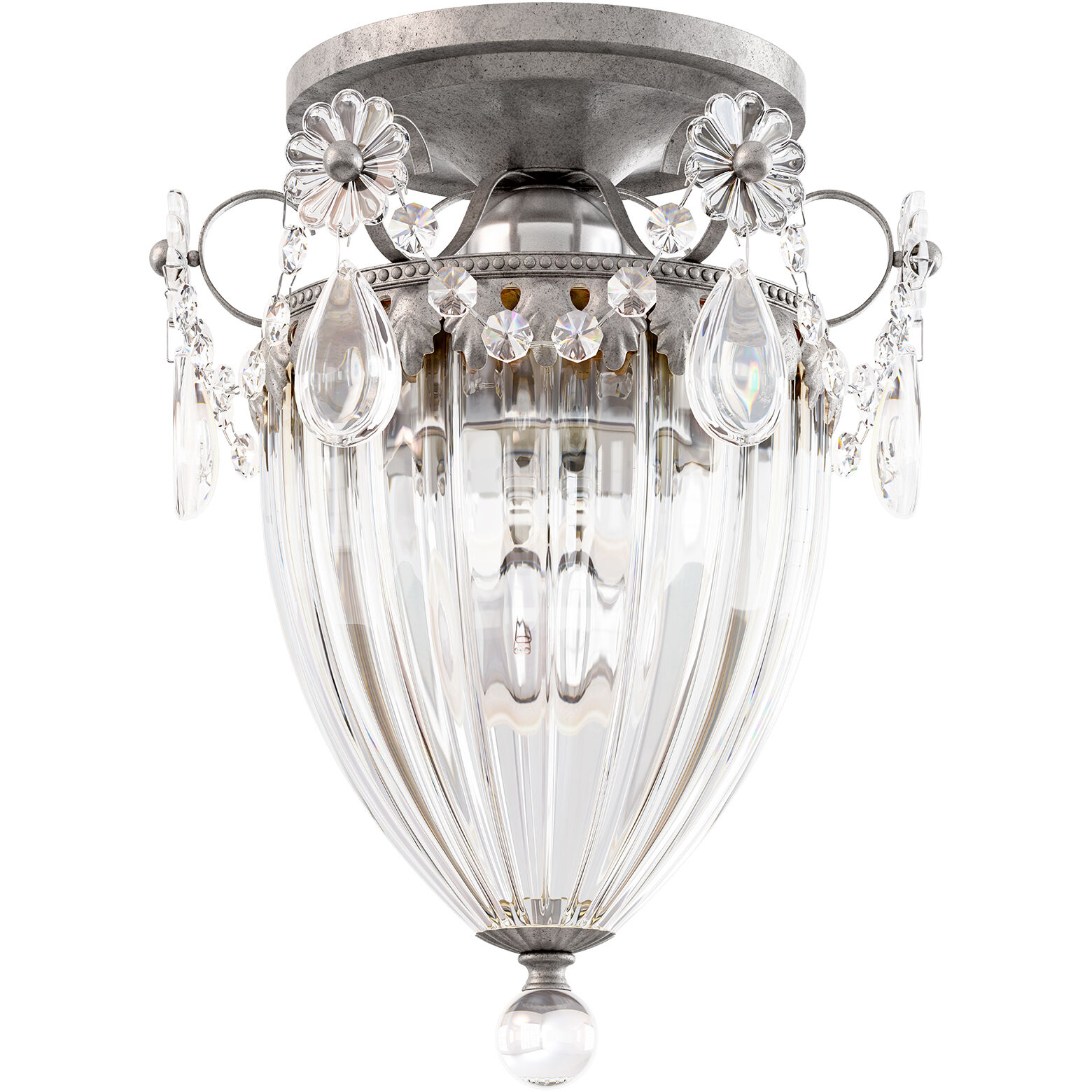 Bagatelle 1 Light 8 inch Antique Silver Semi-Flush Mount Ceiling Light in Heritage