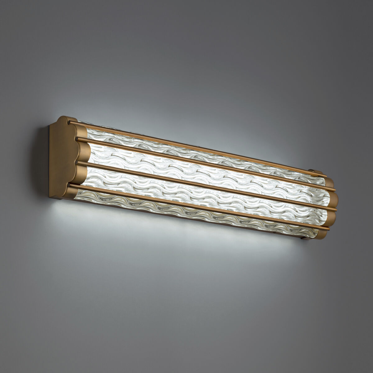 Fortress LED 27 inch Aged Brass Bath Vanity & Wall Light in Optic, Schonbek Signature