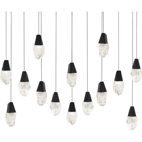 Beyond Martini LED 40 inch Black Multi-Light Pendant Ceiling Light in Optic Haze, Linear Canopy