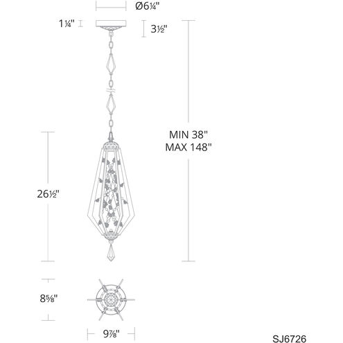 Forever Eternity LED 8.6 inch Black Pendant Ceiling Light in Clear Radiance Crystal and Gold Pearl