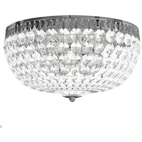 Petit Crystal 5 Light 14 inch Silver Flush Mount Ceiling Light in Swarovski, Polished Silver