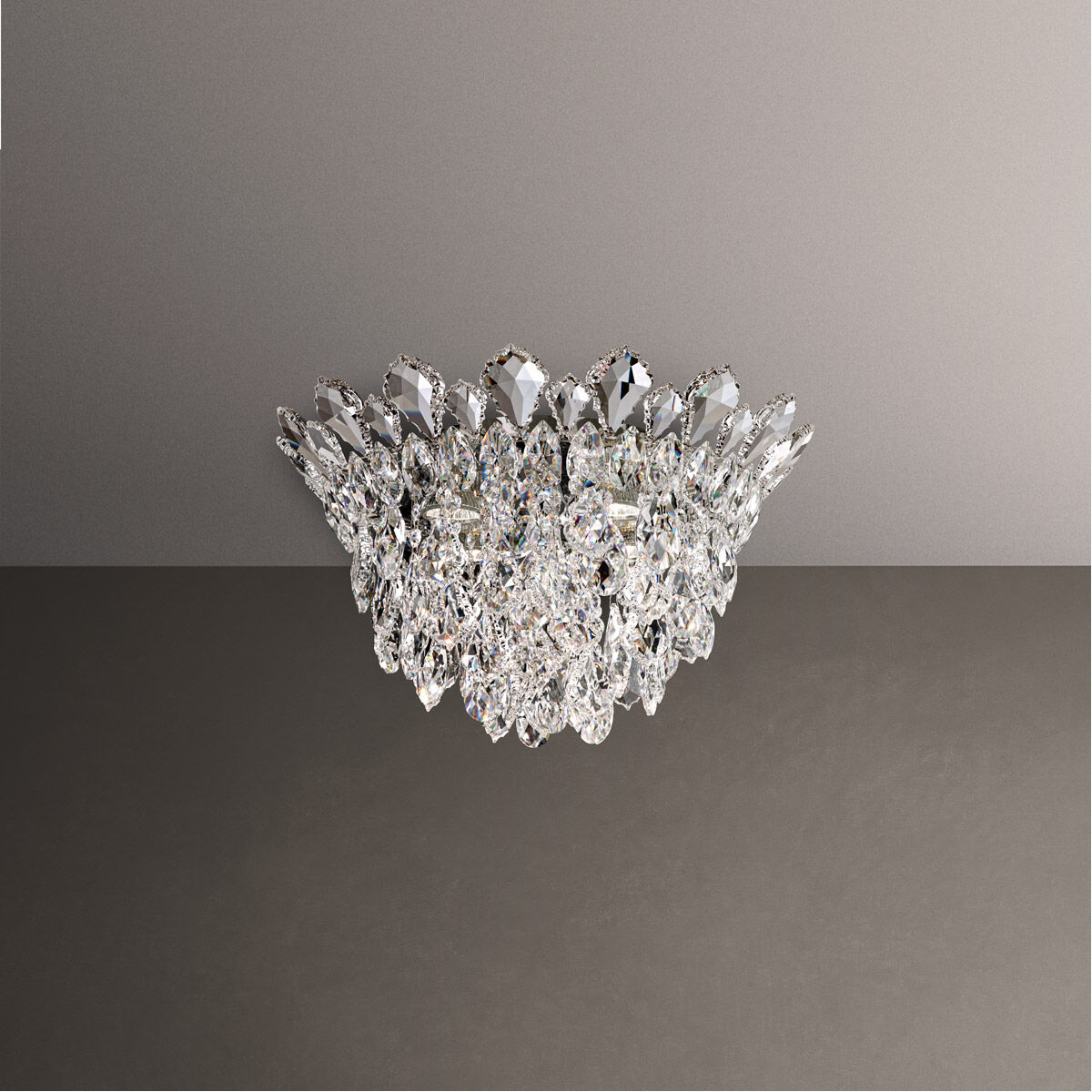 Trilliane Strands 4 Light Polished Stainless Steel Flush Mount Ceiling Light in Heritage