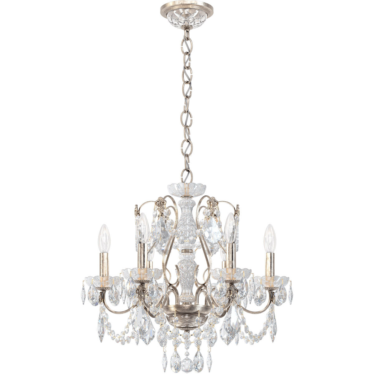 Century 6 Light 21 inch Antique Silver Chandelier Ceiling Light