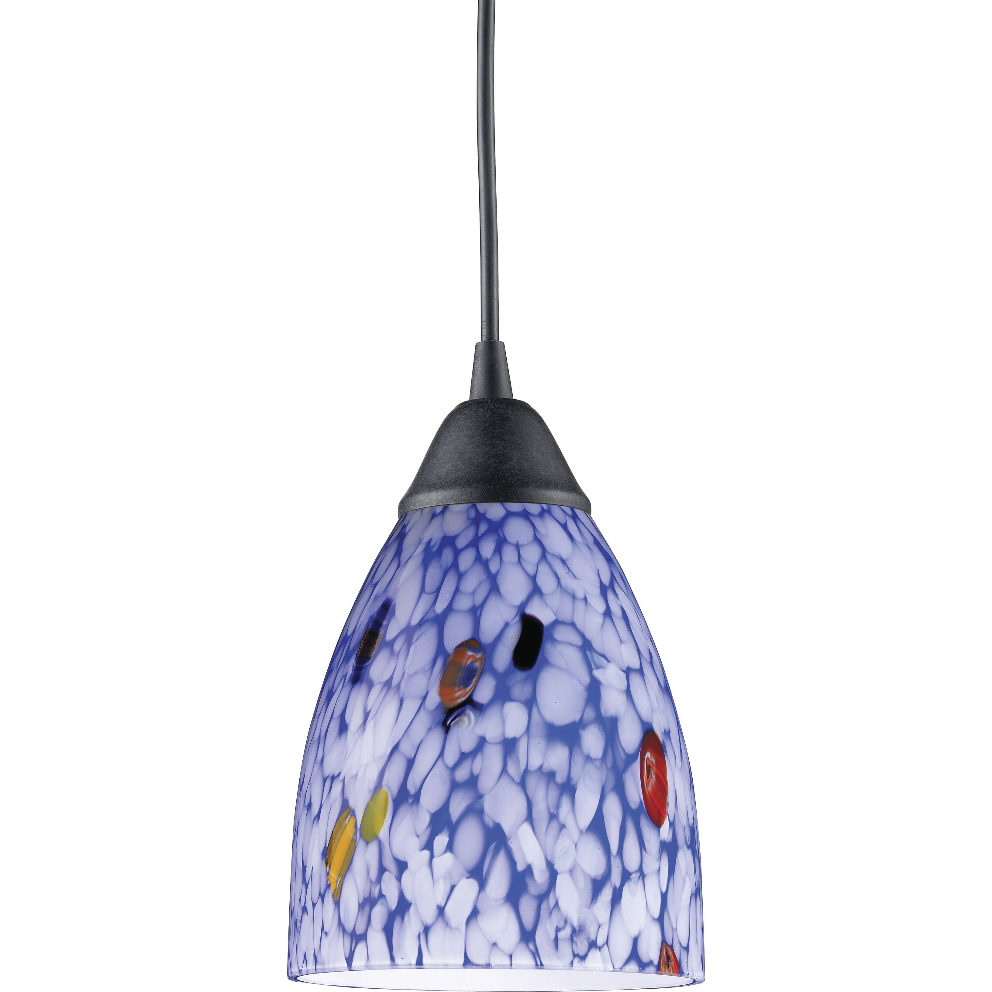 ELK Classico 1 Light 5 inch Dark Rust Pendant Ceiling Light in Starburst Blue Glass, Incandescent 406-1BL - Open Box