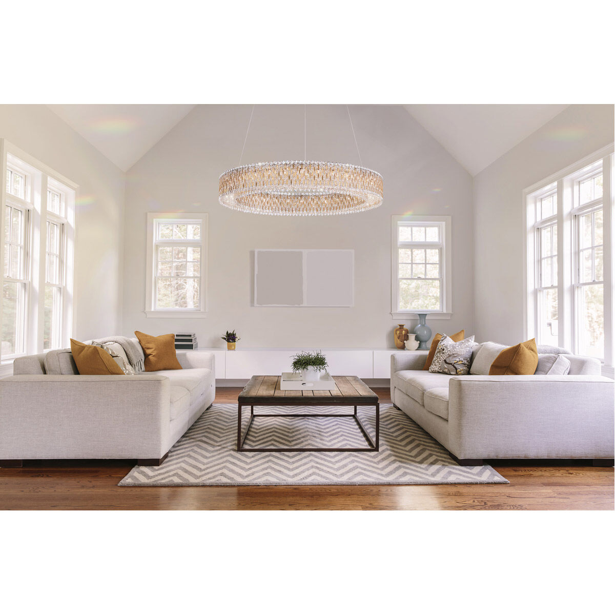 Sarella 32 Light 59 inch Heirloom Gold Pendant Ceiling Light in Swarovski