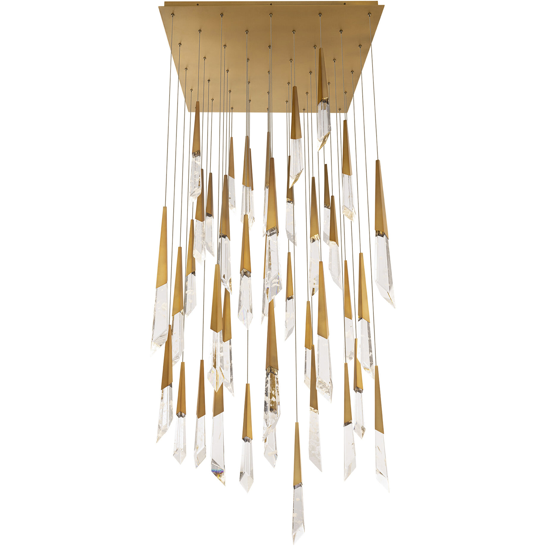 Beyond Solitude LED 36 inch Aged Brass Multi-Light Pendant Ceiling Light, Square Canopy