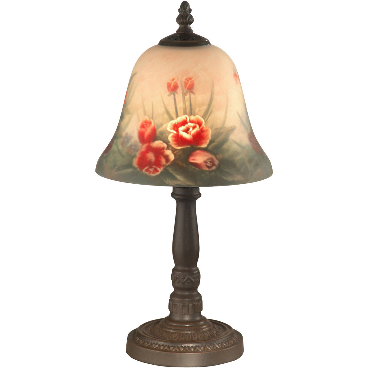 Evelyn 15 inch 60.00 watt Antique Bronze Table Lamp Portable Light in Hand Painted Art Glass, Antique Bronze Plating