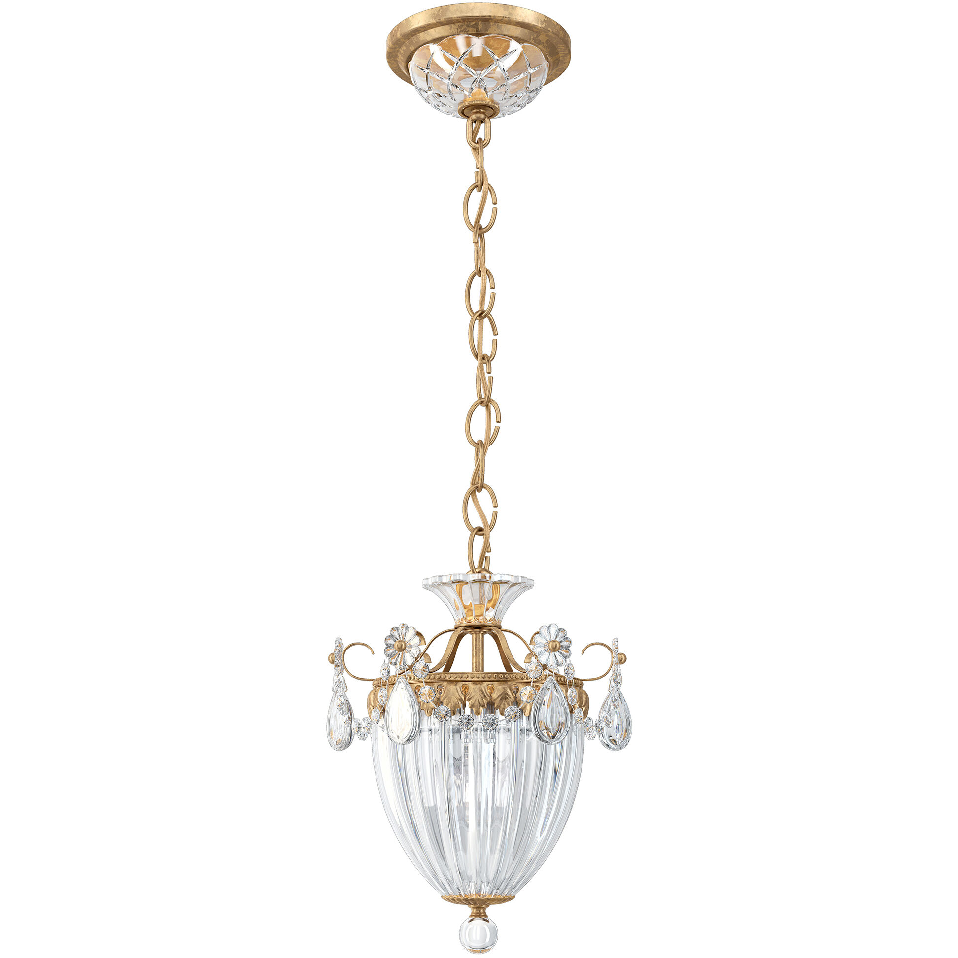 Bagatelle 3 Light 10.5 inch French Gold Mini Pendant Ceiling Light in Heritage