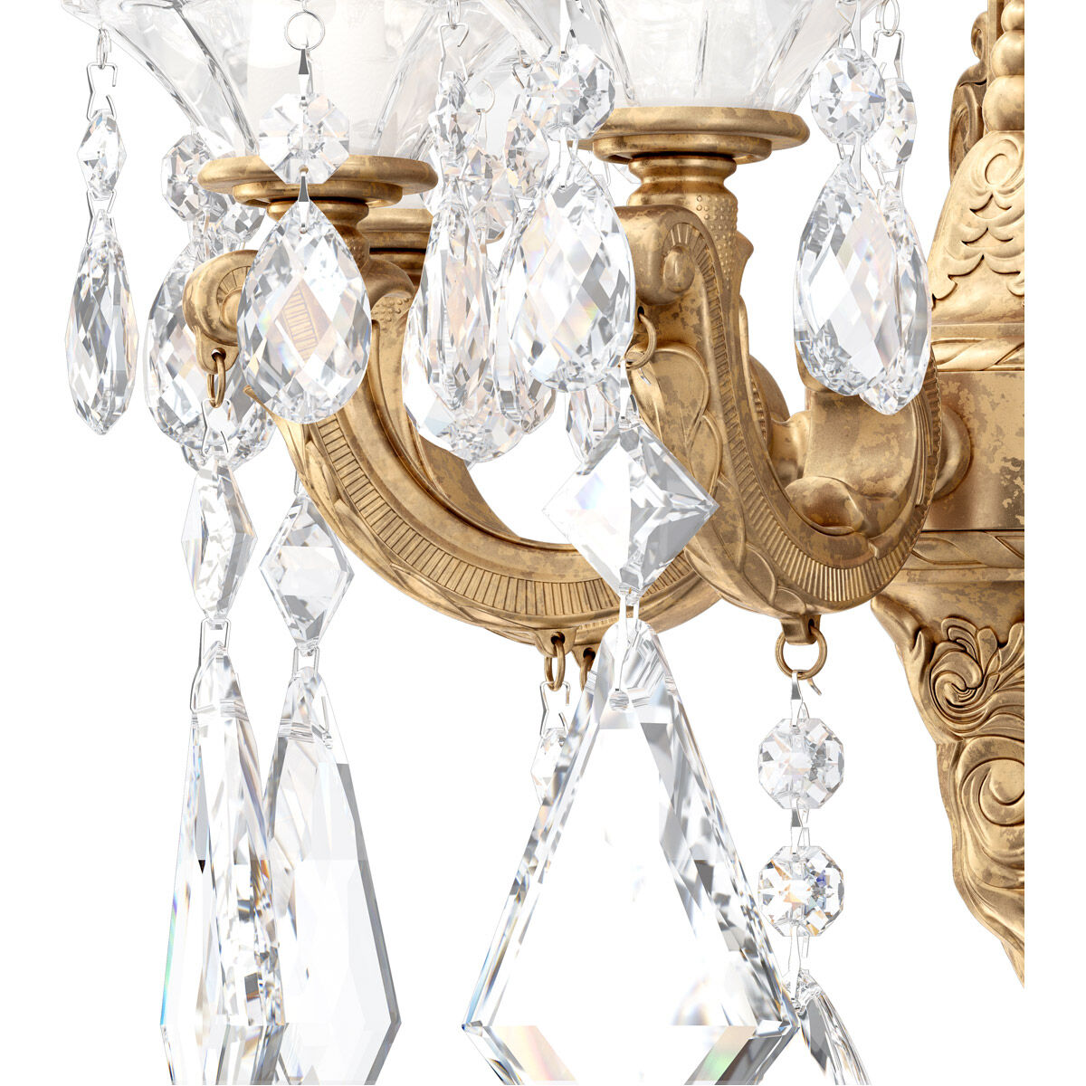 La Scala 3 Light 7.5 inch French Gold Wall Sconce Wall Light in Heritage, French Gold Cast