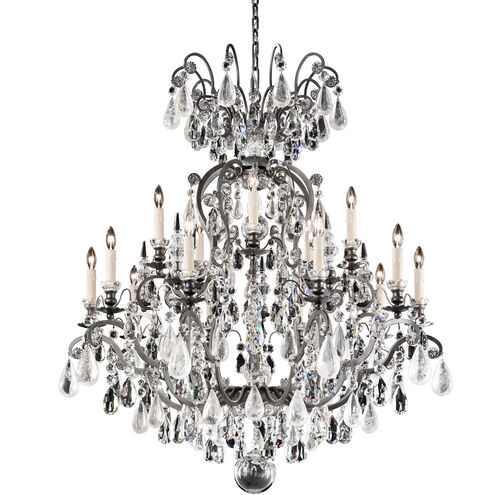 Renaissance Rock Crystal 16 Light 38 inch Antique Pewter Chandelier Ceiling Light in Rock Clear