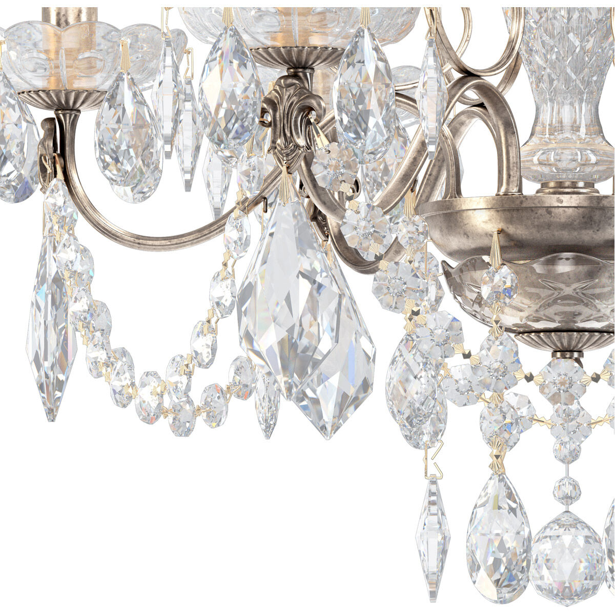 Century 6 Light 21 inch Antique Silver Chandelier Ceiling Light