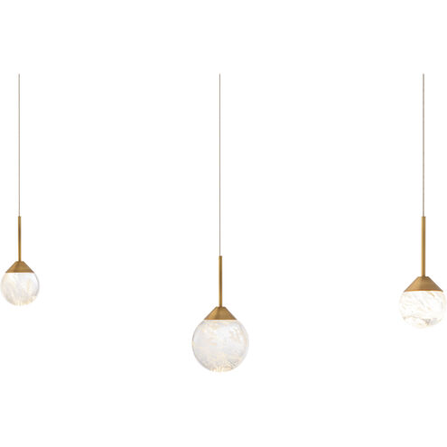 Beyond Quest LED 5.5 inch Aged Brass Multi-Light Pendant Ceiling Light, Linear Canopy