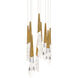 Beyond Solitude LED 17 inch Aged Brass Multi-Light Pendant Ceiling Light, Round Canopy