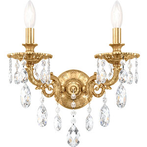 Milano 2 Light 7.5 inch Heirloom Gold Wall Sconce Wall Light in Heritage