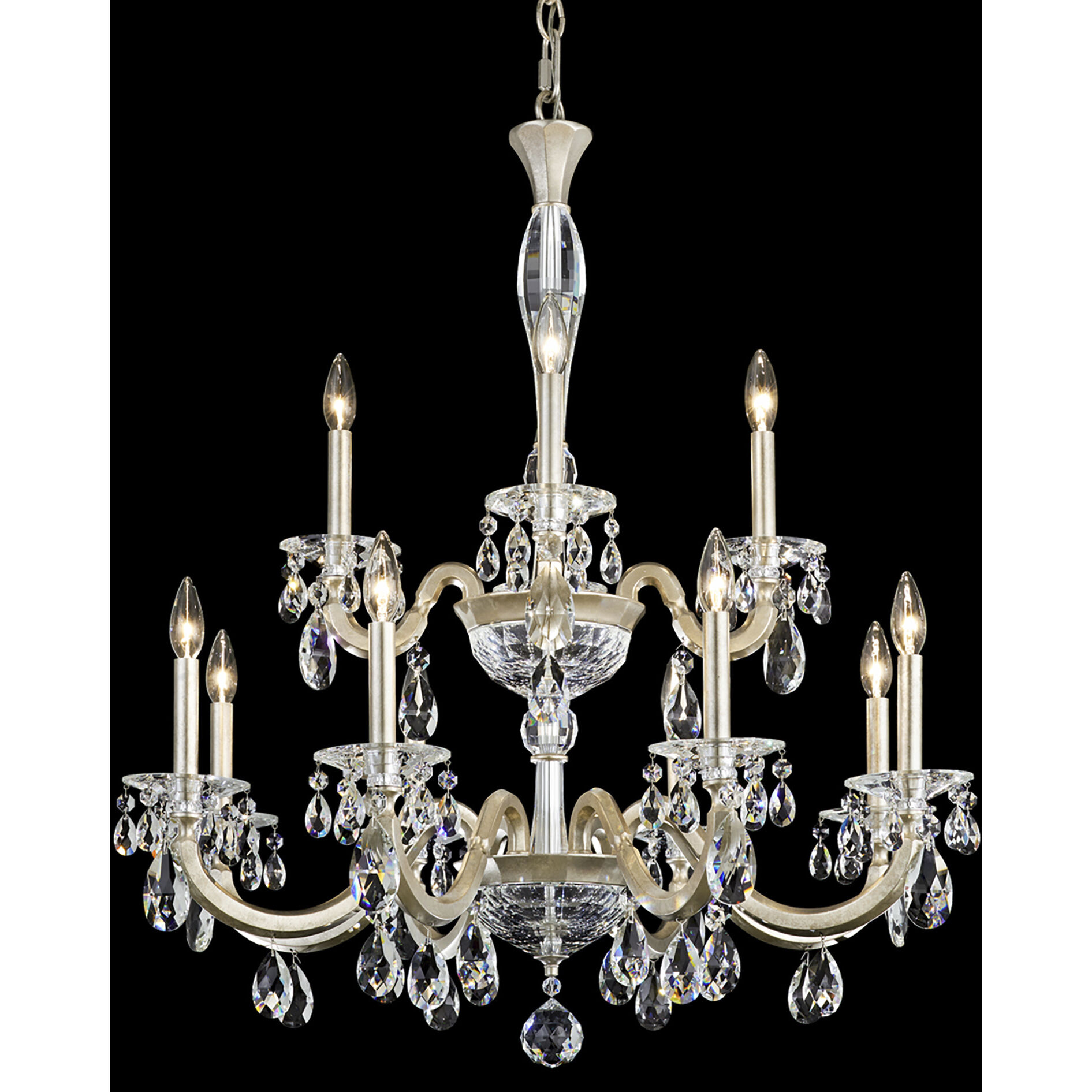 San Marco 12 Light 32.3 inch Antique Silver Chandelier Ceiling Light, Schonbek Signature
