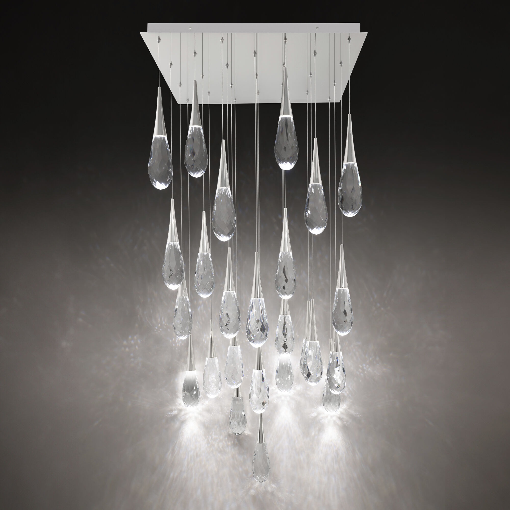 Beyond Hibiscus LED 12 inch Polished Nickel Multi-Light Pendant Ceiling Light, Linear Canopy