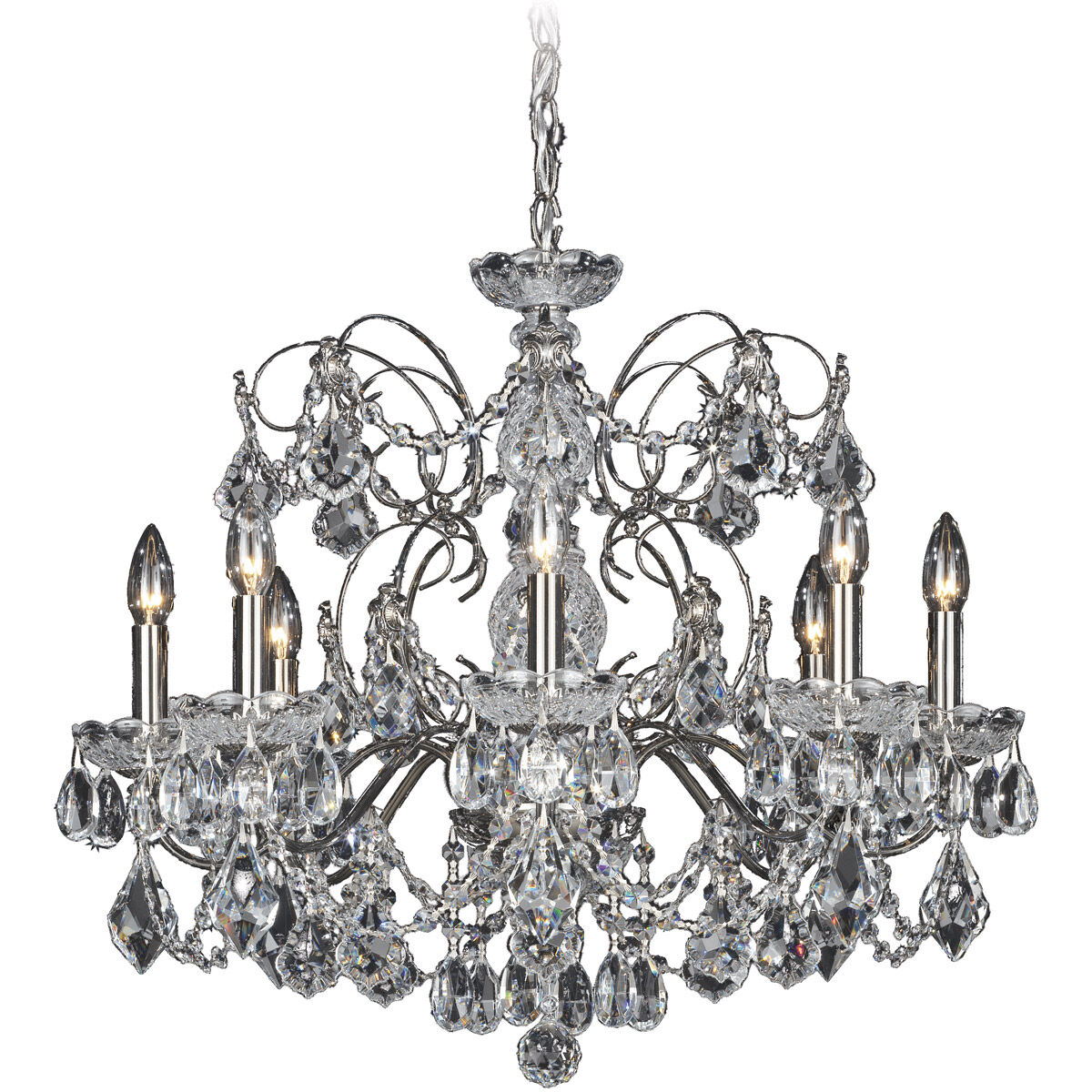 Schonbek 1707 49 Century 8 Light 24 inch Black Pearl Chandelier