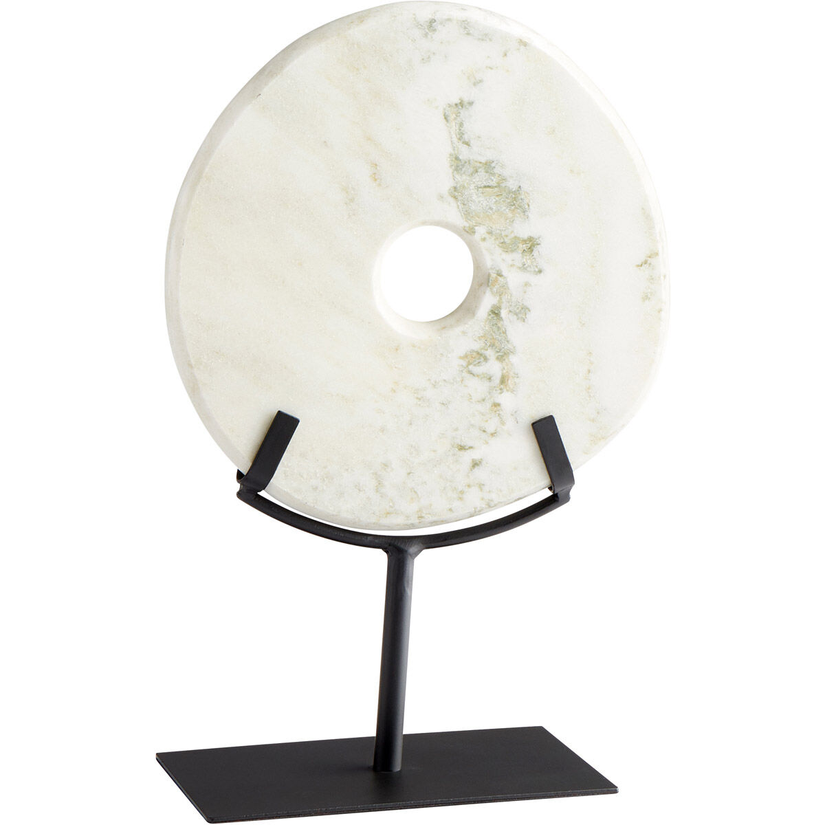 White Disk On Stand 14 X 9 inch Sculpture, Small