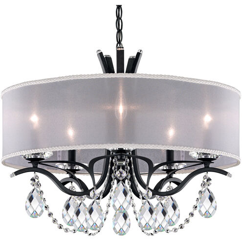 Vesca 5 Light Ferro Black Chandelier Ceiling Light in Radiance, Silver