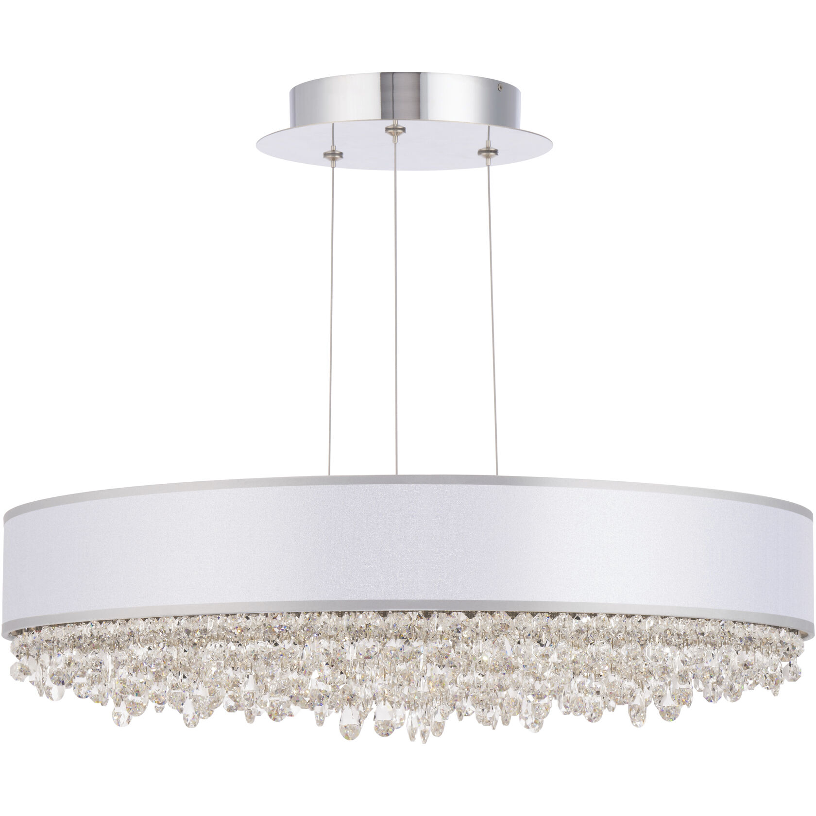 Eclyptix LED LED 24 inch Polished Stainless Steel Pendant Ceiling Light in Wavy Layout, Silver, Wavy Layout
