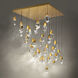 Beyond Martini LED 36 inch Aged Brass Multi-Light Pendant Ceiling Light in Optic, Square Canopy