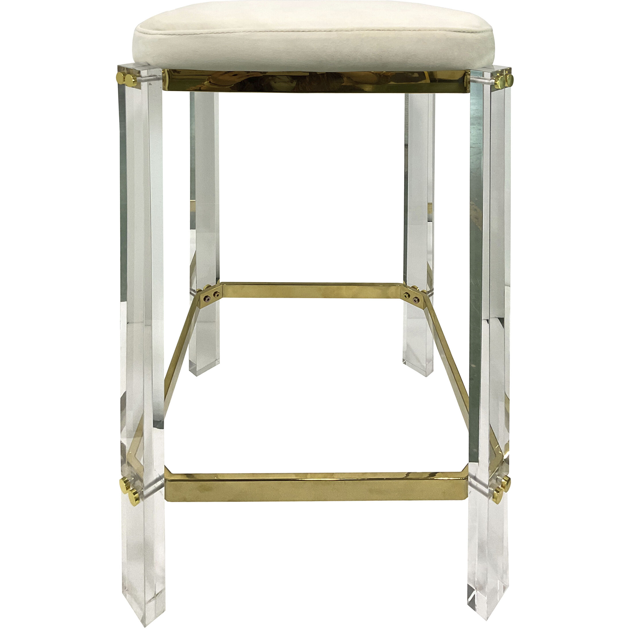Helen 24.5 inch Clear and Brass and Cream Counter Stool