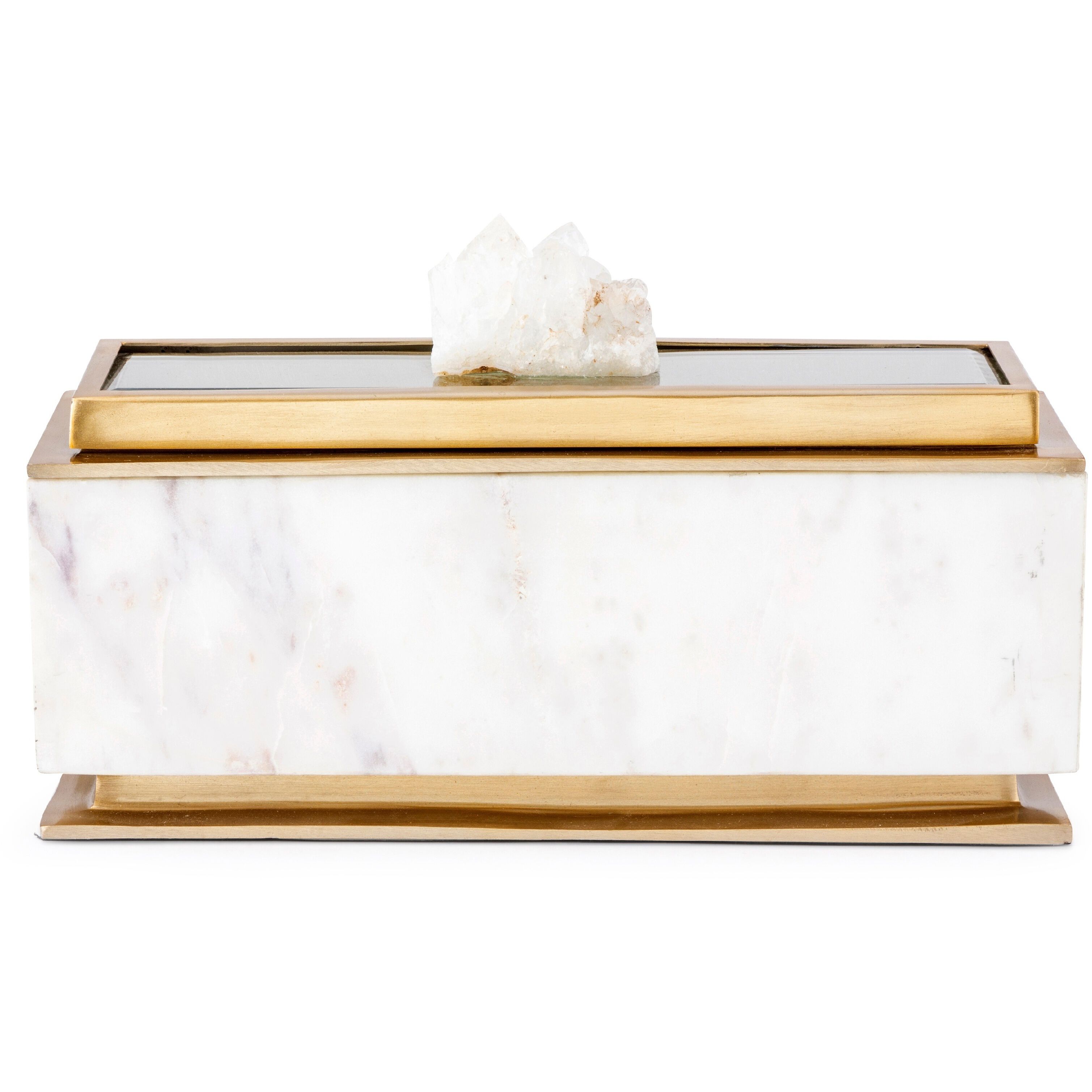 Anita 14 X 4.5 inch White/Gold Decorative Box