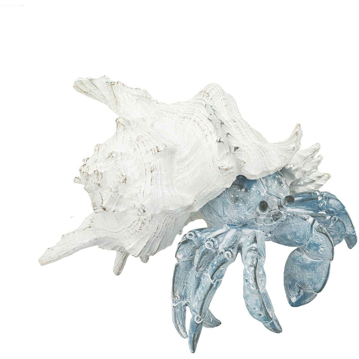 Lifelike Blue Hermit Crab White and Blue Figurine