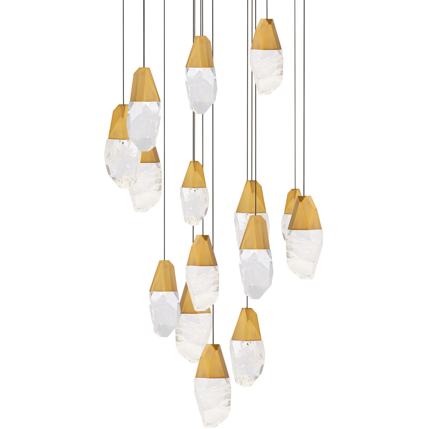 Beyond Martini LED 23 inch Aged Brass Multi-Light Pendant Ceiling Light in Optic Haze, Round Canopy