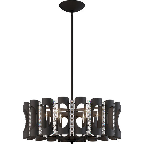 Twilight 6 Light Black Pendant Ceiling Light in Optic, Adjustable Height